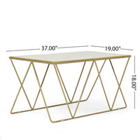 Table basse moderne Sardis en marbre fabriquée à la main par Christopher Knight Home - 37,00 L x 19,00 l x 18,00 H