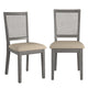 Chaises de salle à manger Ronda en lin beige et dossier en rotin (Lot de 2)