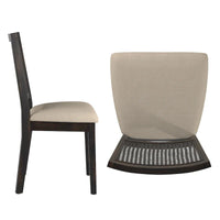 Chaises de salle à manger Ronda en lin beige et dossier en rotin (Lot de 2)