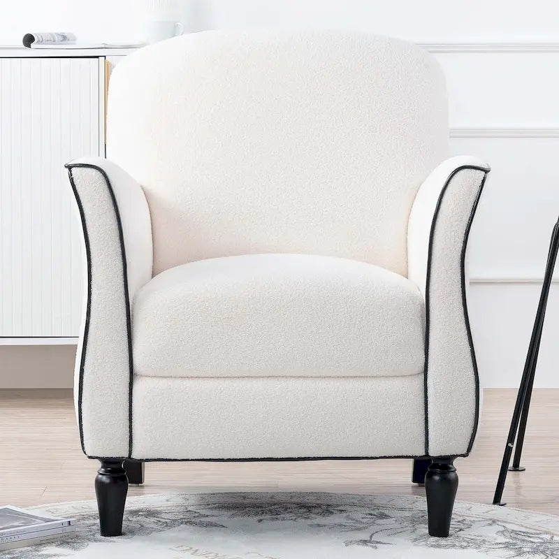 Fauteuil d'appoint rembourré avec pieds en bois