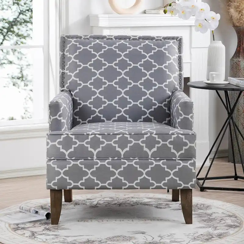 Fauteuil d'appoint rembourré avec pieds en bois