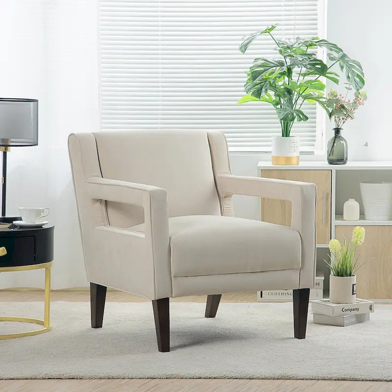 Fauteuil d'appoint rembourré avec pieds en bois