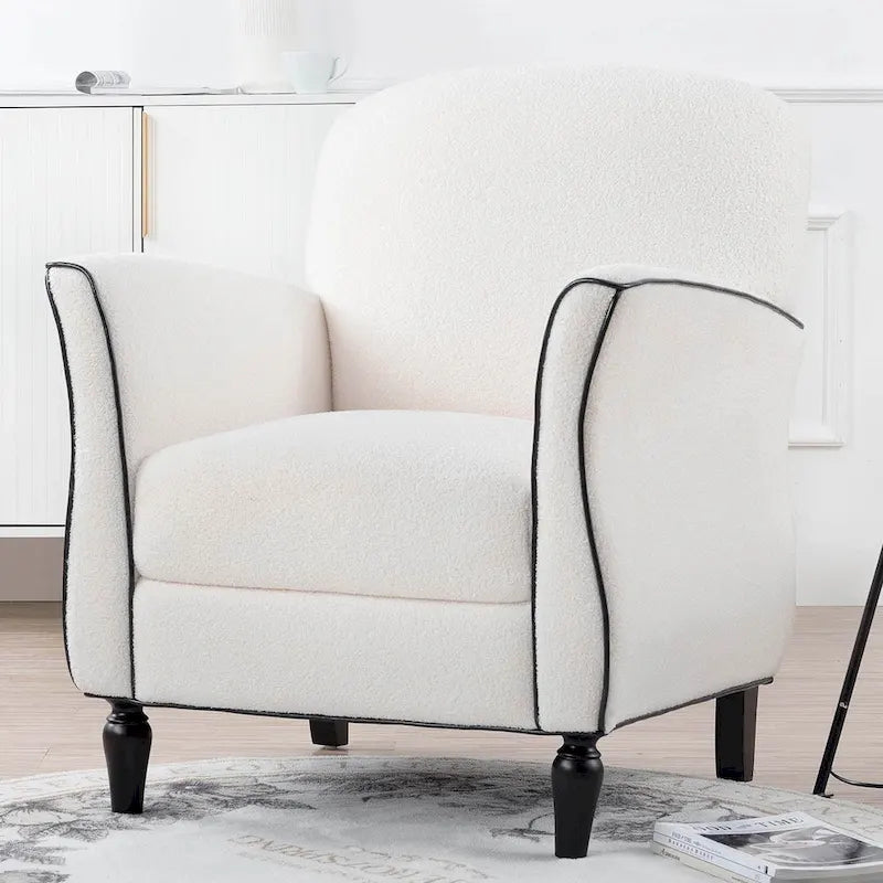 Fauteuil d'appoint rembourré avec pieds en bois