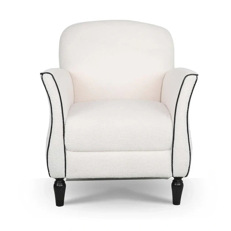 Fauteuil d'appoint rembourré avec pieds en bois