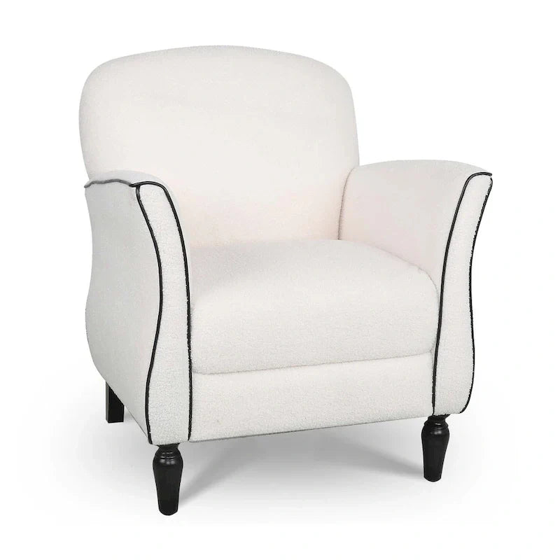 Fauteuil d'appoint rembourré avec pieds en bois
