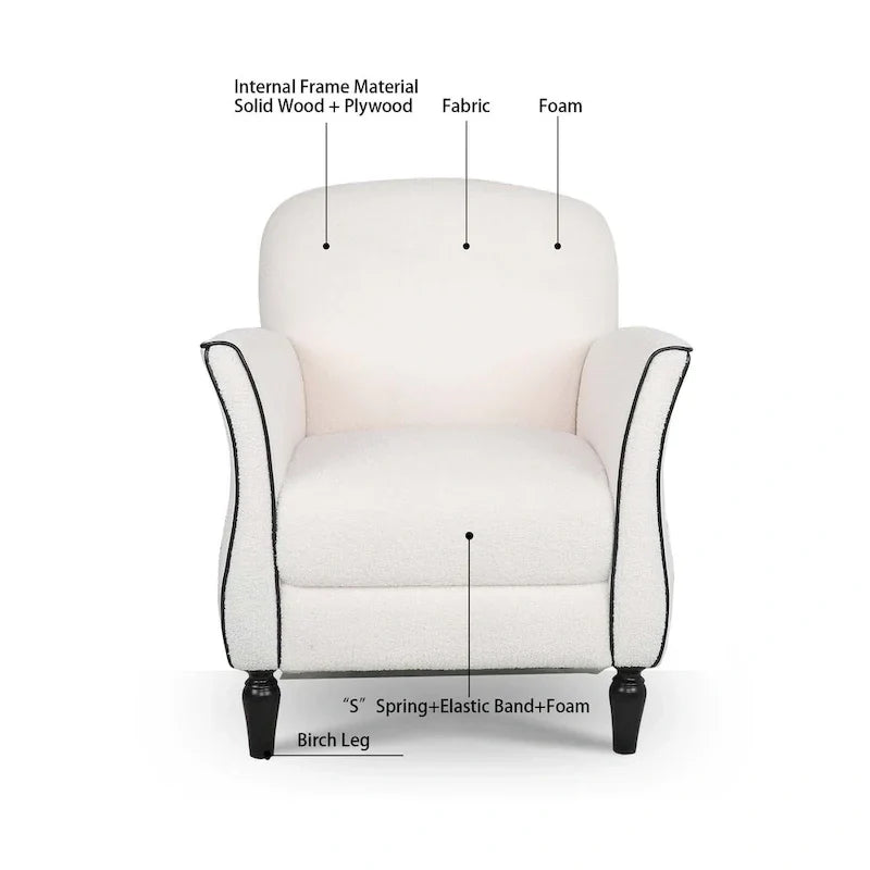 Fauteuil d'appoint rembourré avec pieds en bois