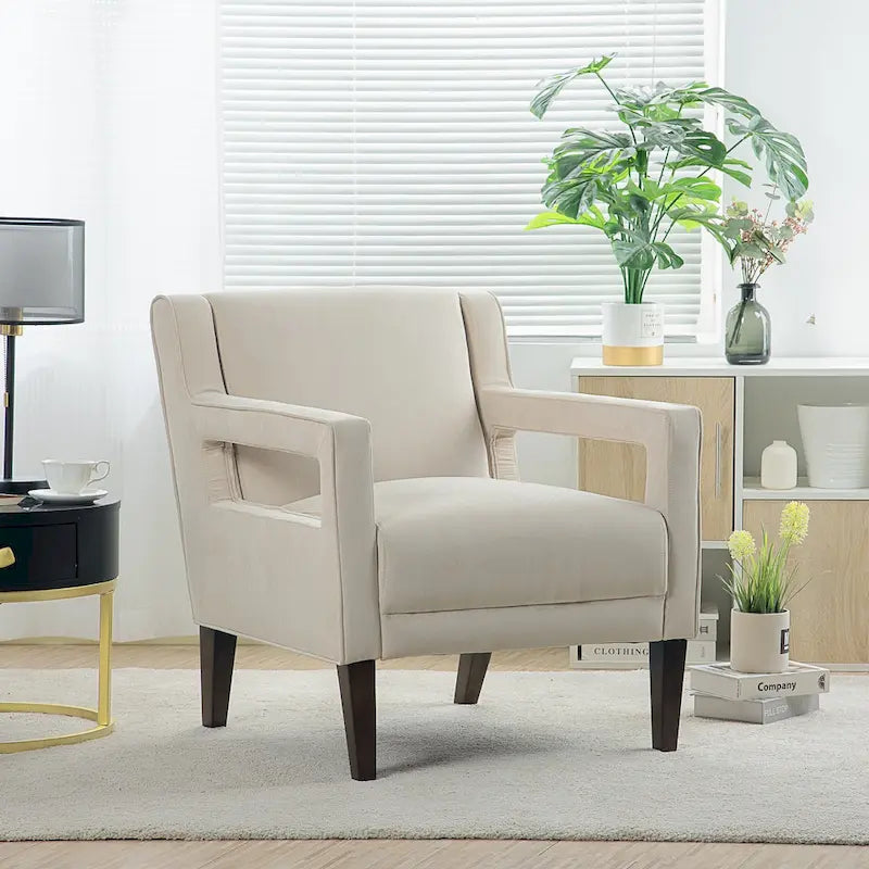 Fauteuil d'appoint rembourré avec pieds en bois