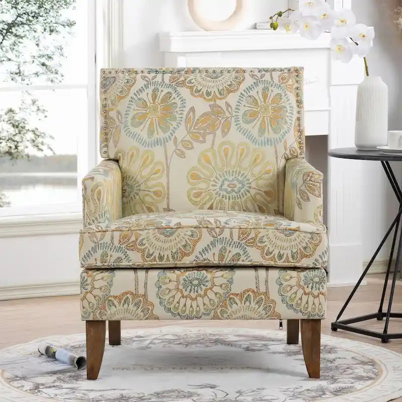 Fauteuil d'appoint rembourré avec pieds en bois
