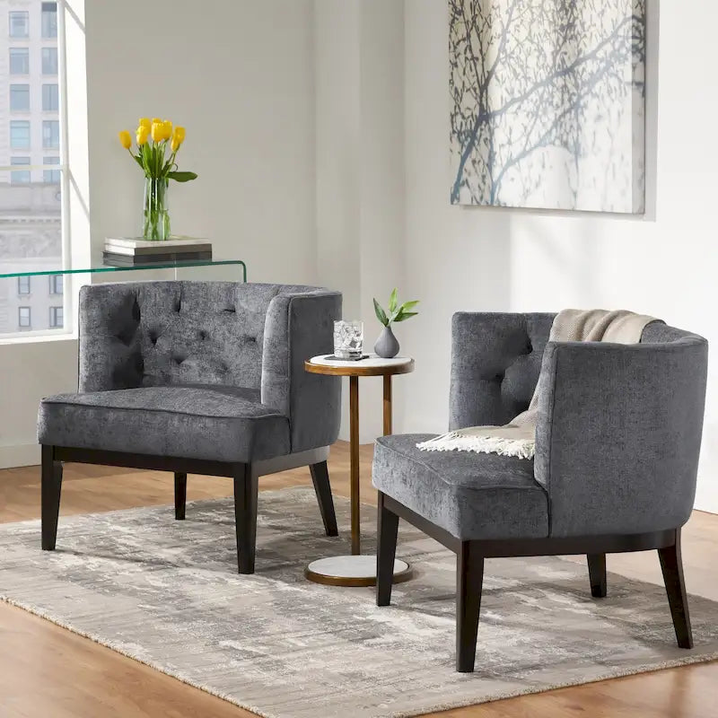 Fauteuil d'appoint capitonné en tissu ou similicuir Clough (Lot de 2) par Christopher Knight Home