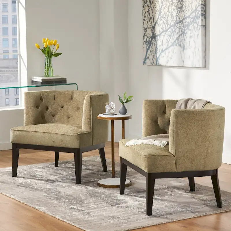 Clough - Fauteuil d'appoint capitonné en tissu ou similicuir (lot de 2) par Christopher Knight Home