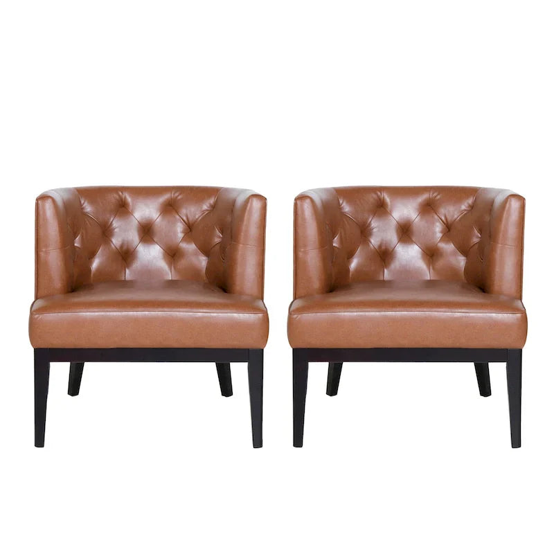 Fauteuil d'appoint capitonné en tissu ou similicuir Clough (Lot de 2) par Christopher Knight Home