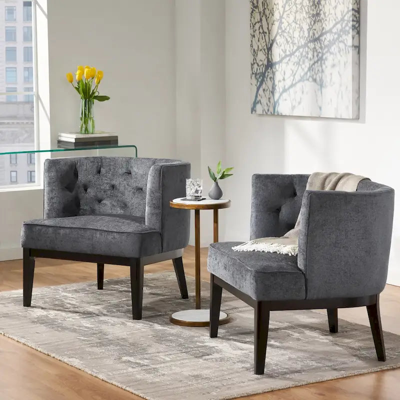Fauteuil d'appoint capitonné en tissu ou similicuir Clough (Lot de 2) par Christopher Knight Home