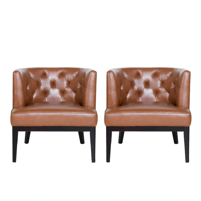 Fauteuil d'appoint capitonné en tissu ou similicuir Clough (Lot de 2) par Christopher Knight Home