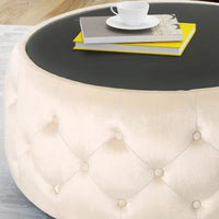 Table basse pouf Chana Glam en velours et verre trempé par Christopher Knight Home
