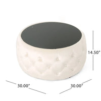 Table basse pouf Chana Glam en velours et verre trempé par Christopher Knight Home
