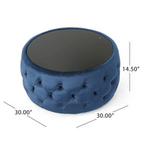 Table basse pouf Chana Glam en velours et verre trempé par Christopher Knight Home