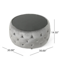 Table basse pouf Chana Glam en velours et verre trempé par Christopher Knight Home