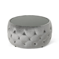 Table basse pouf Chana Glam en velours et verre trempé par Christopher Knight Home