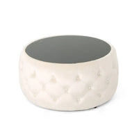 Table basse pouf Chana Glam en velours et verre trempé par Christopher Knight Home