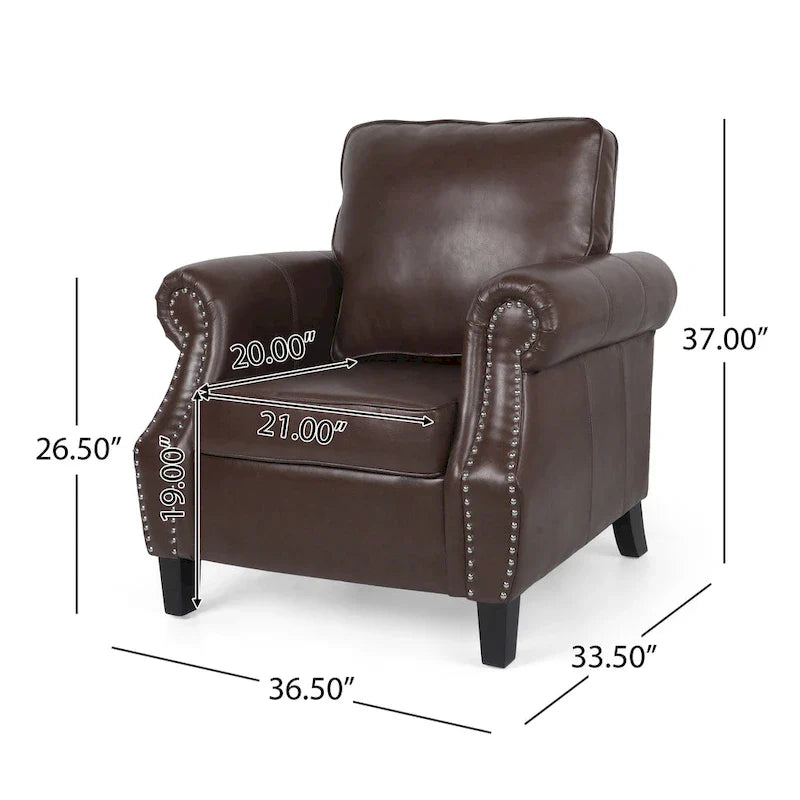 Fauteuil Club en Similicuir Dowd avec Clous Décoratifs par Christopher Knight Home