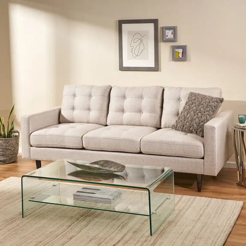 Canapé trois places contemporain en tissu touffeté Adderbury par Christopher Knight Home