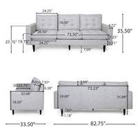 Canapé trois places contemporain en tissu touffeté Adderbury par Christopher Knight Home