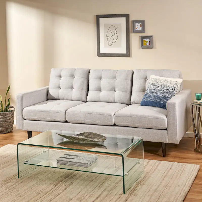 Canapé trois places contemporain en tissu touffeté Adderbury par Christopher Knight Home