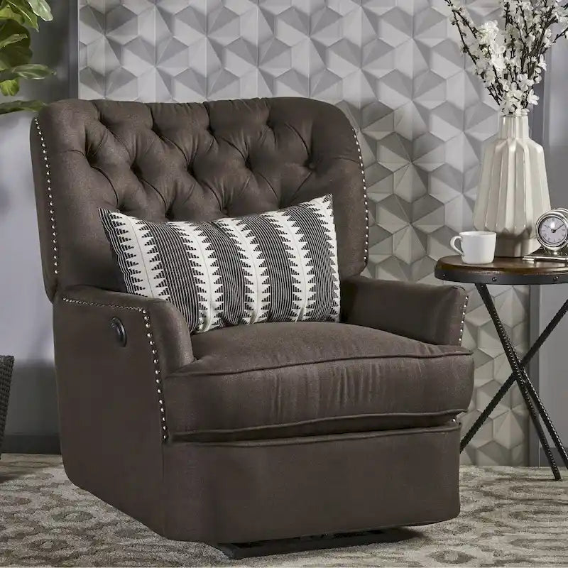 Fauteuil Inclinable Électrique Capitonné en Tissu Salomo par Christopher Knight Home