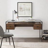 Bureau de travail Middlebrook de 56 pouces avec plateau en verre