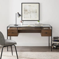 Bureau de travail Middlebrook de 56 pouces avec plateau en verre