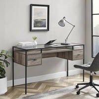 Bureau de travail Middlebrook de 56 pouces avec plateau en verre