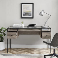 Bureau de travail Middlebrook de 56 pouces avec plateau en verre