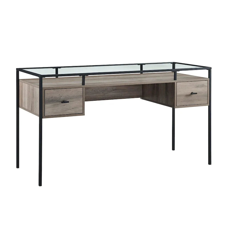 Bureau de travail Middlebrook de 56 pouces avec plateau en verre