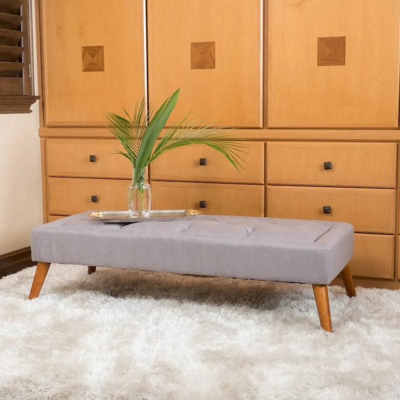 Banc ottoman en tissu tufté Williams par Christopher Knight Home