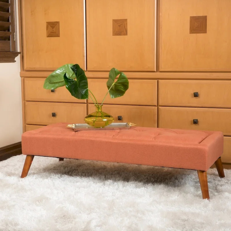 Banc ottoman en tissu tufté Williams par Christopher Knight Home