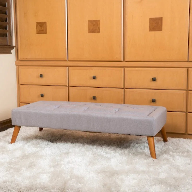 Banc ottoman en tissu tufté Williams par Christopher Knight Home