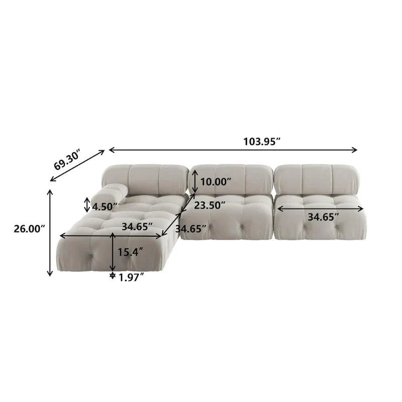 Canapé Sectionnel Modulable Réversible en Velours