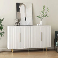 Meuble buffet à portes décoratives cannelées, buffet en bois avec poignées métalliques, armoire de rangement avec étagères réglables