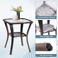 Costway Ensemble de Meubles de Patio 3 Pièces avec 2 Chaises à Bascule et une Table d'Appoint en Verre