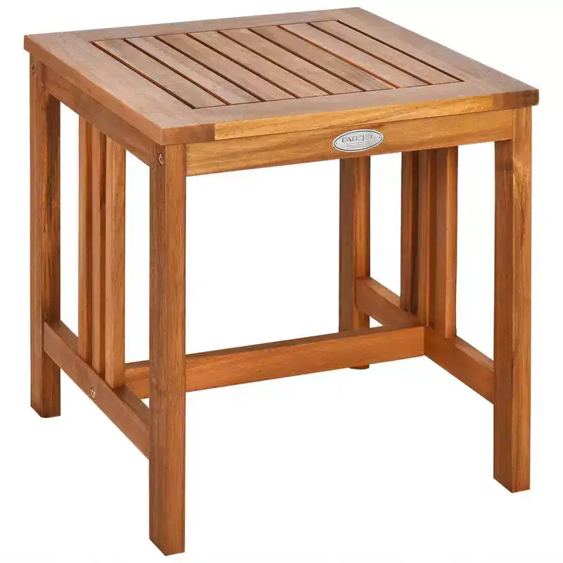 Costway Ensemble bistro à bascule 3 pièces en bois d'acacia avec table basse et coussins pour pelouse