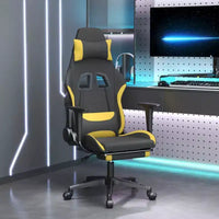 Chaise gaming de massage vidaXL avec repose-pieds, noir et jaune, tissu
