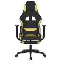 vidaXL Chaise de jeu massante avec repose-pieds, noir et vert clair, tissu