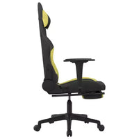 vidaXL Chaise de jeu massante avec repose-pieds, noir et vert clair, tissu