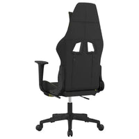 vidaXL Chaise de jeu massante avec repose-pieds, noir et vert clair, tissu