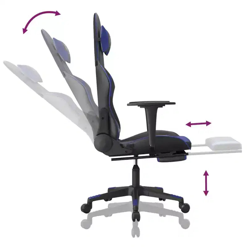 Chaise gaming vidaXL avec repose-pieds, noir et bleu, similicuir