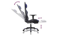 Chaise gaming vidaXL avec repose-pieds, noir et bleu, similicuir