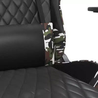 vidaXL Chaise de jeu avec repose-pieds, noir et camouflage, similicuir