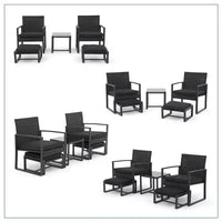 Ensemble bistrot de conversation Sunsitt 5 pièces en acier et osier pour terrasse extérieure