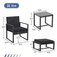 Ensemble bistrot de conversation Sunsitt 5 pièces en acier et osier pour terrasse extérieure