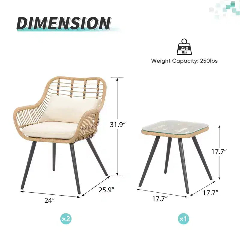 Sunsitt Ensemble bistrot de conversation 3 pièces pour patio extérieur